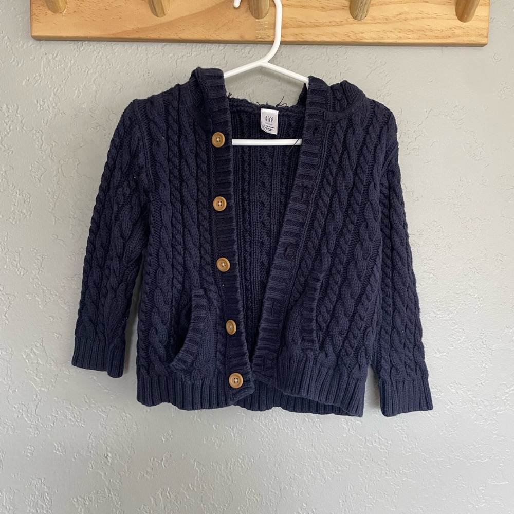 GAP Navy Kids Cable Knit Cardigan